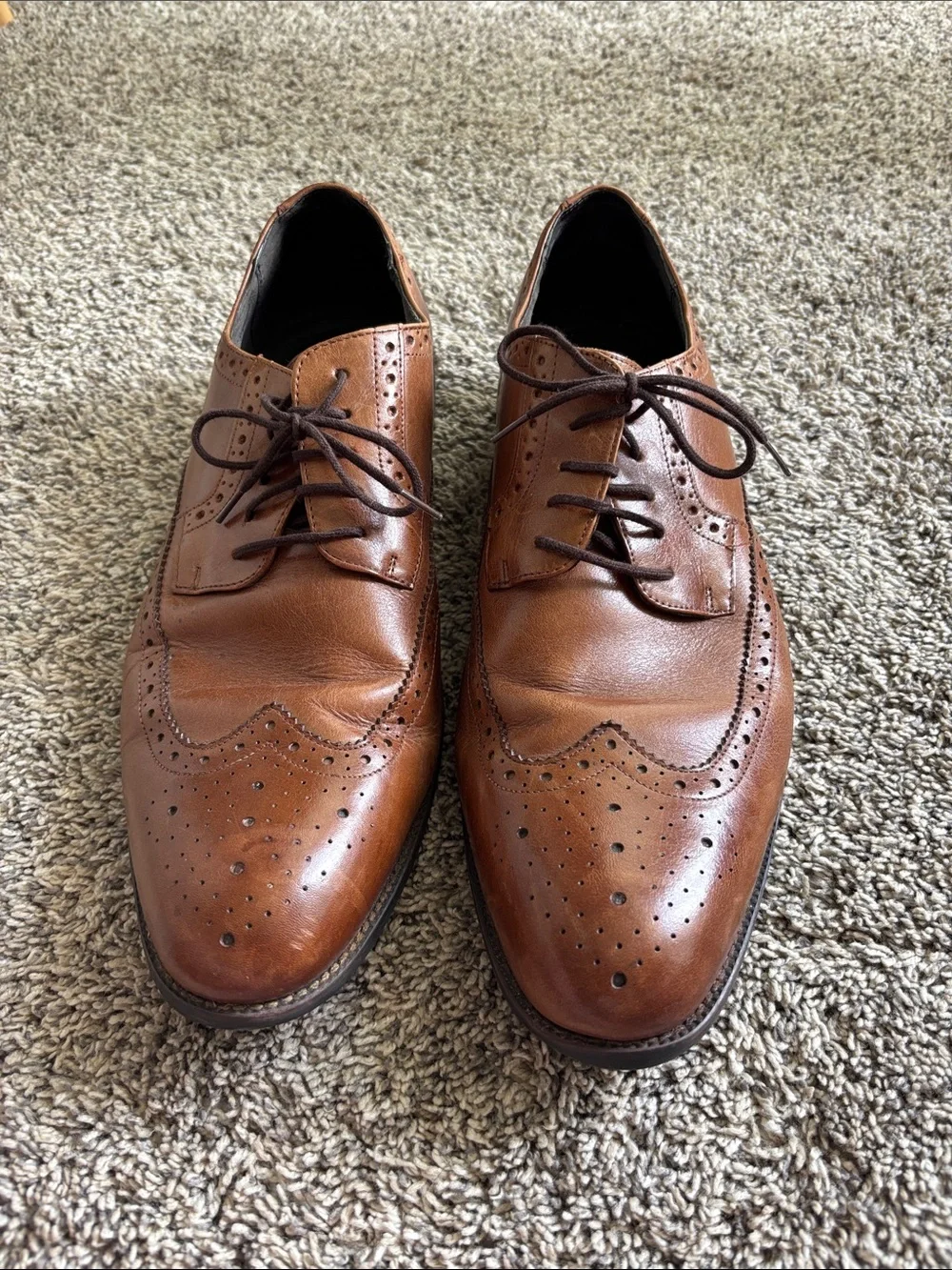 Stacy Adams Cognac Brown Wingtip Brogue Oxfords